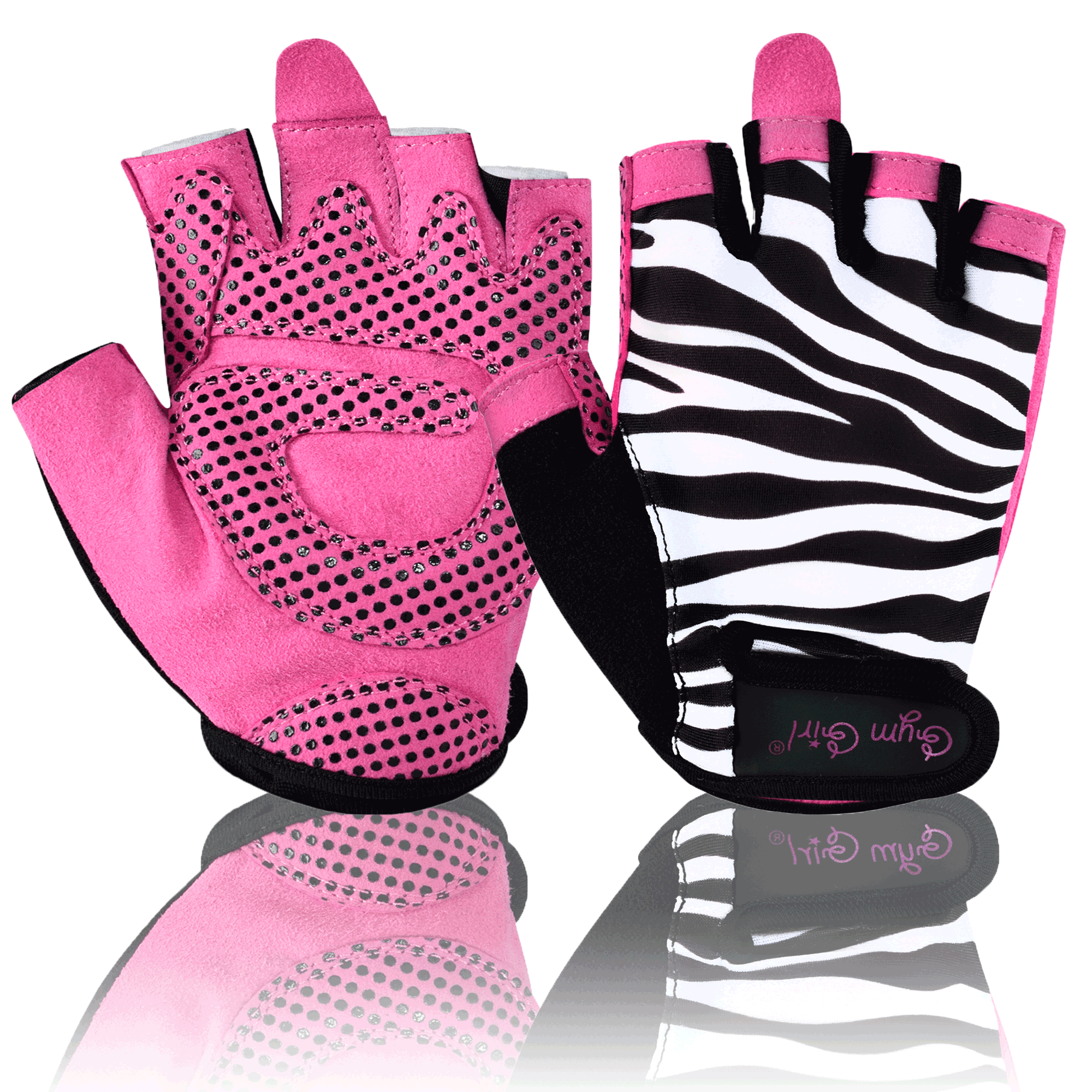 Fitness Gloves for Women, Zebra & Hot Pink